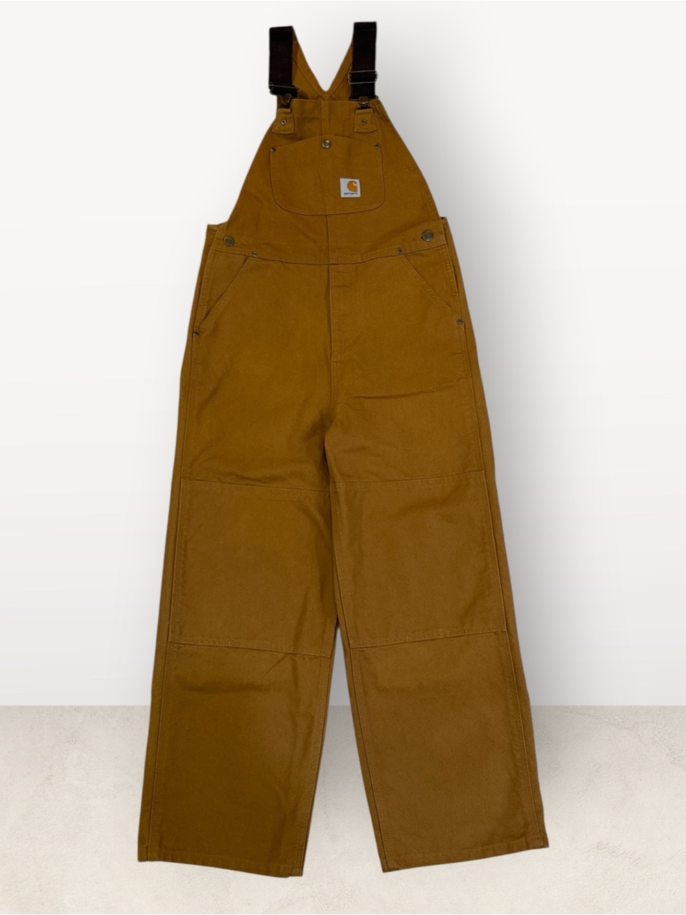 Carhartt Youth Boys Size 12 Double Knee Loose Fit Duck Washed Canvas Bib Overall